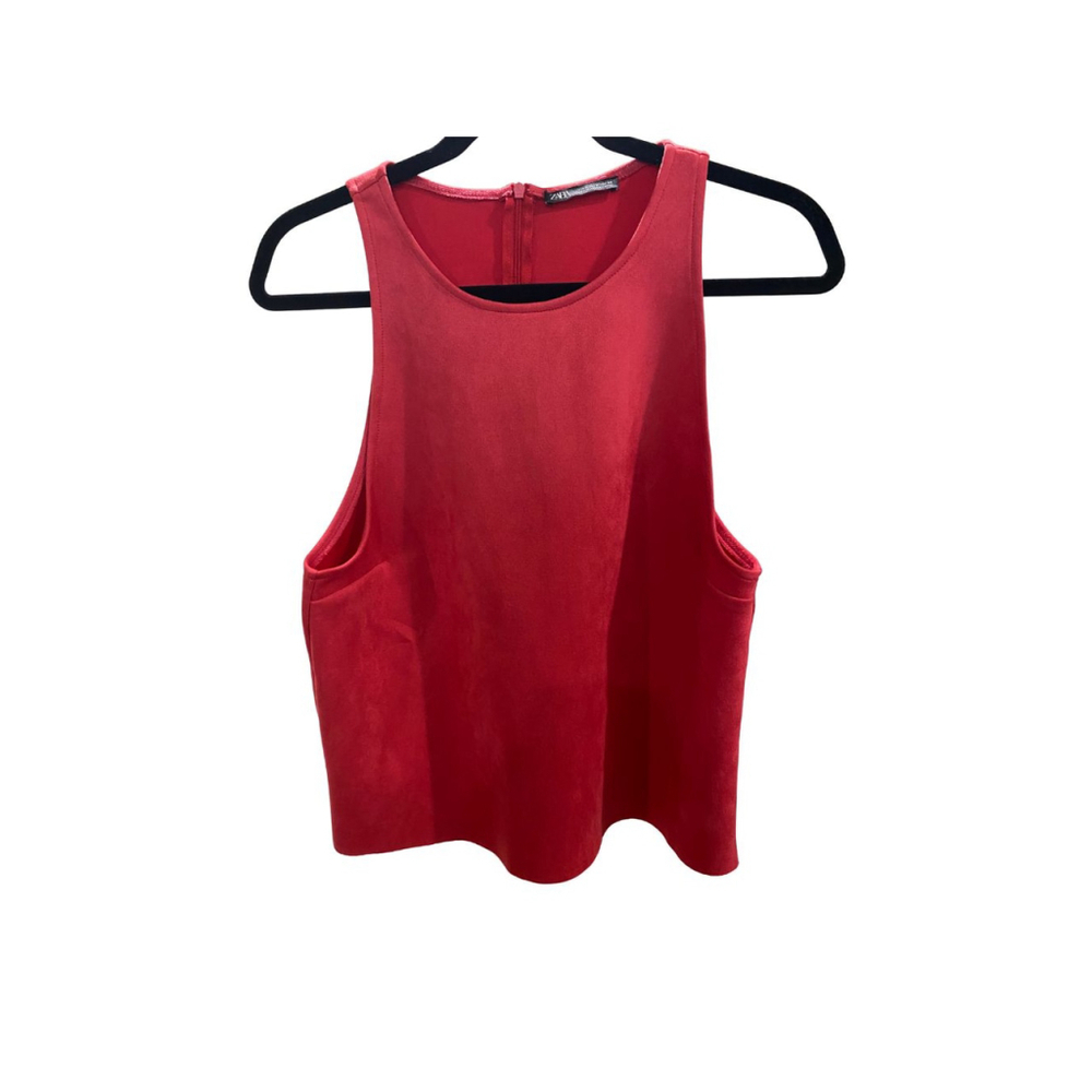 Zara Red Suede Sleeveless Top - Size Medium (EUC)